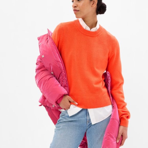 NWOT: GAP Orange Blaze CashSoft Crewneck Sweater - Picture 1 of 8